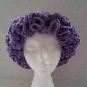 Handcrafted Crochet Lavender Spiral Crown Ruffle Hat